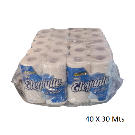 ELEGANTE PAPEL HIGIENICO DOBLE HOJA 30 MTS X 10 PACK X4U (BOLSON)